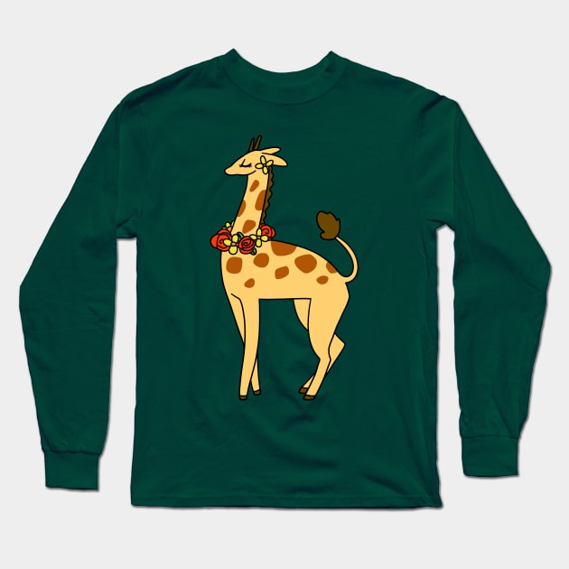 Flower Crown Giraffe Long Sleeve T-Shirt by saradaboru